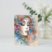 夢見るような、気まぐれな女性のためのスクラップブックレスポンスカード 出欠カード (スタンド正面)