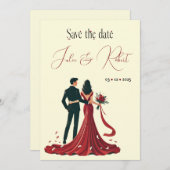 夢見るカップルの結婚式お知らせカード 招待状 (正面/裏面)