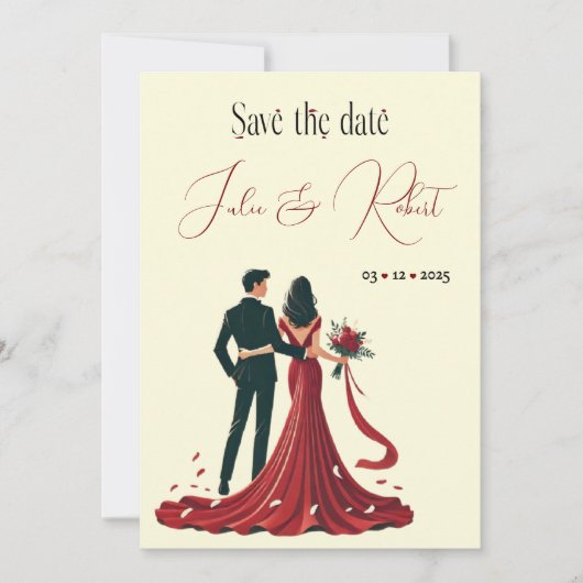 夢見るカップルの結婚式招待状 Save the Date 招待状 (正面)