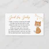 夢見るキツネのベビーシャワー絵本のリクエスト エンクロージャーカード (正面)