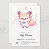 夢見るキツネのベビーシャワー 招待状 (正面/裏面)