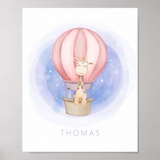 夢見るキリンのファンシーなベビー部屋の壁アート ポスター (正面)