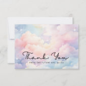 夢見るパステルカラーの雲の上の結婚前お祝いパーティー サンキューカード (正面)