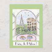 夢見るパリのエッフェル塔 PARIS JE T'ADORE ポストカード (正面)
