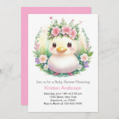 夢見るヒヨコの冒険 ガール ベイビー シャワー 招待状 (正面/裏面)