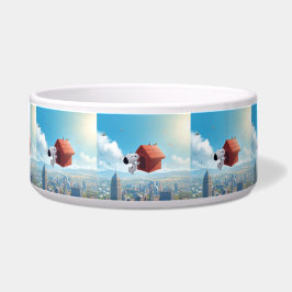 夢見るビーグルの浮遊都市コミックイラスト ボウル