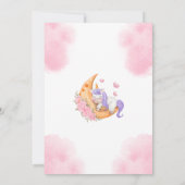 夢見るユニコーンの月赤ちゃんシャワー 女の子のための 招待状 (裏面)