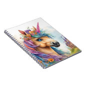 夢見るユニコーンの水彩画（お城と花とともに） ノートブック (右側)