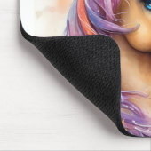 夢見るユニコーンの水彩画 - 城と花 マウスパッド (コーナー)