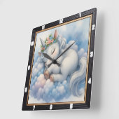 夢見るユニコーンの雲 スクエア壁時計 (傾斜)