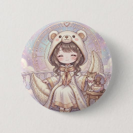 夢見るリベリ: かわいいクマパーカーの女の子と天体 缶バッジ