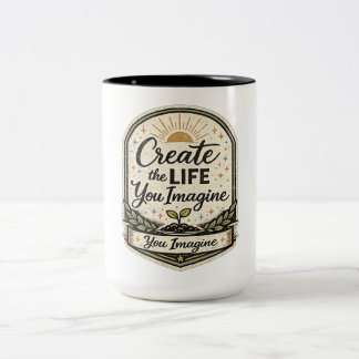 夢見る人生を創造 Inspirational Coffee M ツートーンマグカップ