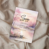 夢見る夏のビーチパームツリー Save the date 招待状