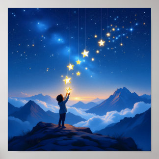 夢見る夜空の星の子壁画 ポスター