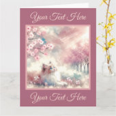 夢見る子猫の水彩グリーティングカード カード (黄色い花)