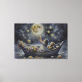 夢見る少女の月夜の幻想的な情景 キャンバスプリント (正面)