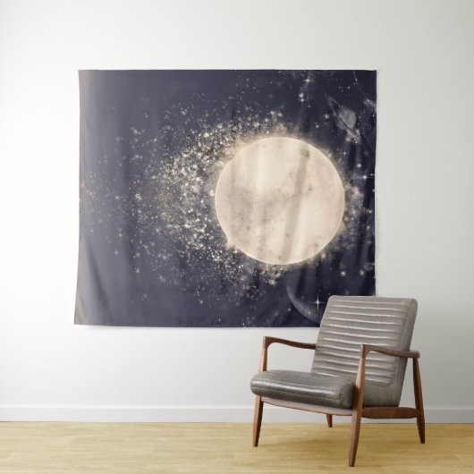 夢見る月の魔法の宇宙の輝き タペストリー (インサイチュ(横))