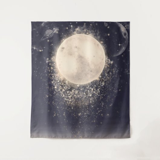夢見る月の魔法の宇宙の輝き タペストリー (正面)