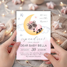 夢見る月を超えたアライグマの女の子のお茶会 招待状