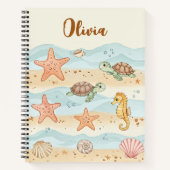 夢見る水彩の赤ちゃん海の生き物 ノートブック (正面)