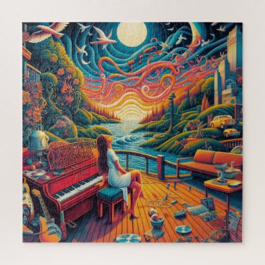 夢見る河川フロントの調和 ジグソーパズル (縦)