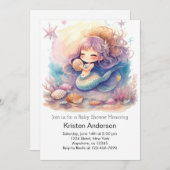 夢見る海の中の人魚ベビーシャワー 招待状 (正面/裏面)