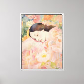 夢見る花たち – 水彩の眠る女 キャンバスプリント (正面)