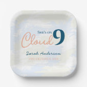 夢見る花嫁のシャワー　ふわふわ雲のウェディング ペーパープレート (正面)