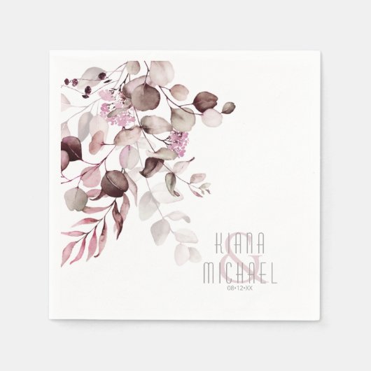 夢見る葉婚礼シリーズV1 ワインレッド ID817 スタンダードカクテルナプキン (正面)