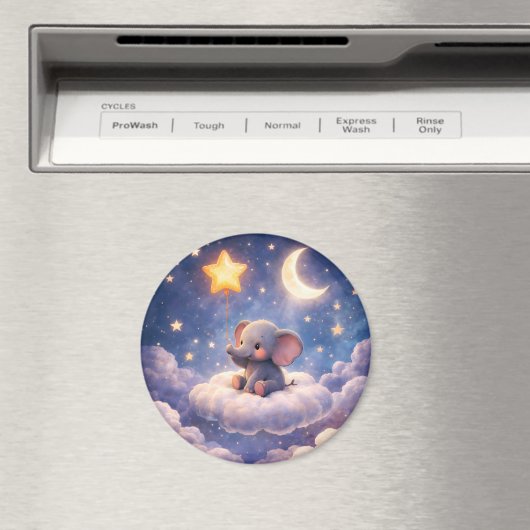 夢見る象と真夜中の星が大きな魔法を描く マグネット (インサイチュ (食洗機))