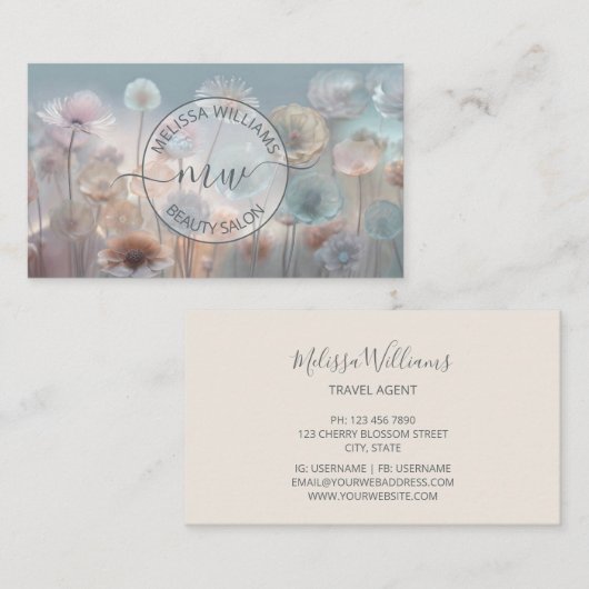 夢見る透明な花のロゴ 名刺 (正面/裏面)