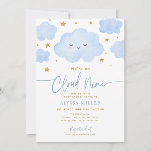夢見る青い雲の赤ちゃん歓迎会 招待状 (正面)