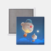 夢見る風船の旅: 笑顔のビションフリーゼの熱気球 マグネット (正面/裏面)