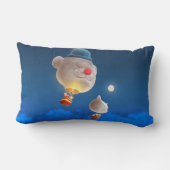 夢見る風船の旅: 笑顔のビションフリーゼの熱気球 ランバークッション (裏面)