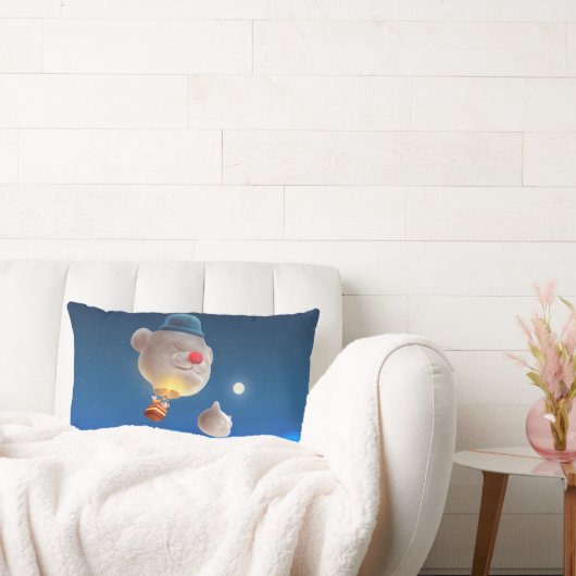 夢見る風船の旅: 笑顔のビションフリーゼの熱気球 ランバークッション (ソファ)