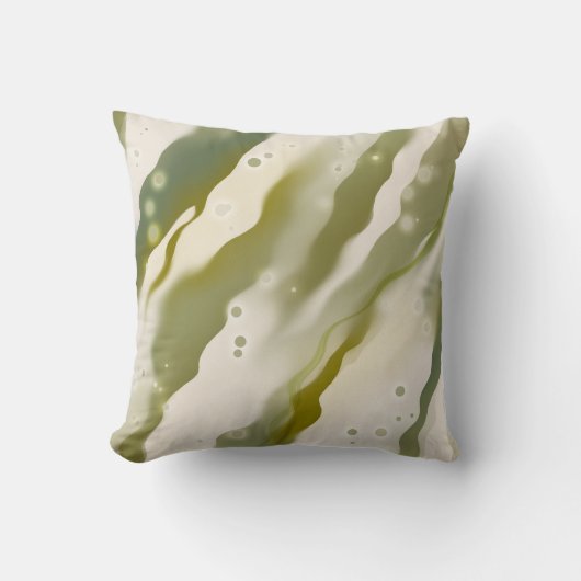 夢見海藻抽象芸術グリーンアートパターンピロー クッション (正面)