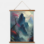 夢見霧の山の風景の壁タペストリー 吊り下げ型タペストリー (正面)