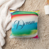 "夢"パステルウォーターカラーのような抽象デザイン クッション (ブランケット)