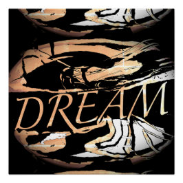 "夢"ライトピンク白感動的抽象芸術 ポスター