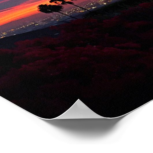 「夢」独身の引用文オレンジ&ブルーサンライズフォト ポスター (角)