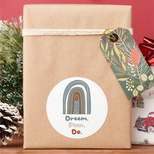 夢、計画、ボーやる気を起こさせるホレインボーカラフル ラウンドシール (クリスマス)