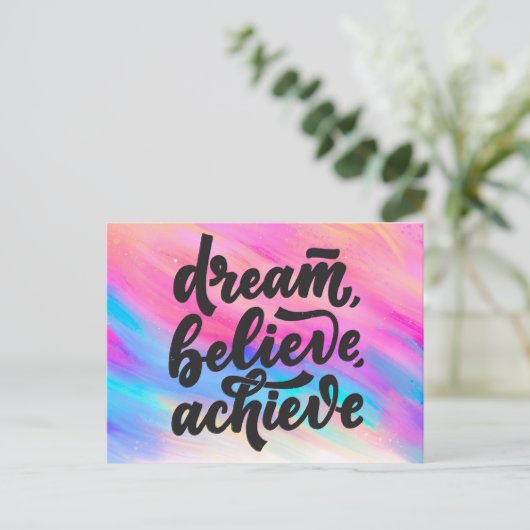 夢、達成信じ引用文 ポストカード (スタンド正面)