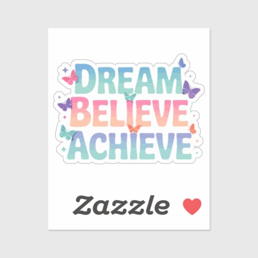 夢、達成信じ – バやる気を起こさせるチョウ シール (シート)