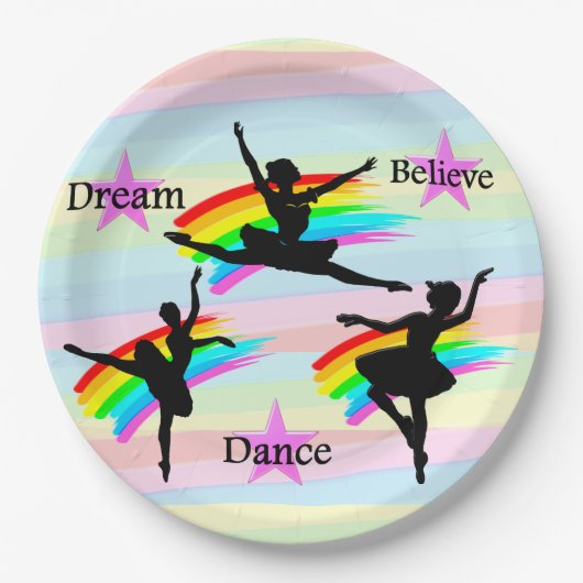 夢、達成、ダンサー信じの紙プレート ペーパープレート (正面)