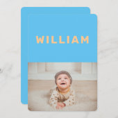 夢|青とオレンジのバースアナウンスカード サンキューカード (正面/裏面)