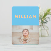 夢|青とオレンジのバースアナウンスカード サンキューカード (スタンド正面)