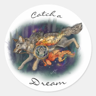 夢、Dreamcatcher Wolf~のステッカーをつかまえて下さい ラウンドシール