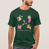 大いなる喜びの良い知らせ ホリデーイラスト Tシャツ (正面)