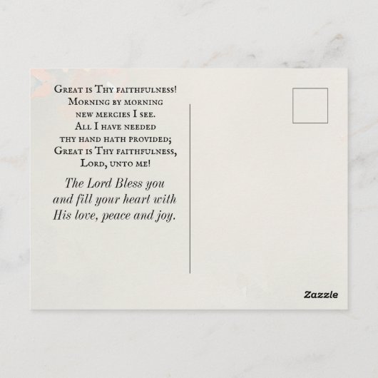 大いなる汝の忠実さ キリスト教賛美歌 花 ポストカード (裏面)
