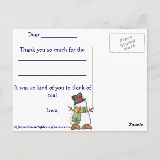 大いに雪が降りますありがとう(個人化して下さい) ポストカード (裏面)